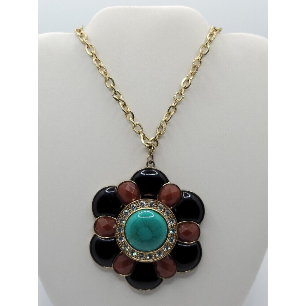 Large Acrylic Flower Pendant and Long Necklace, 24"